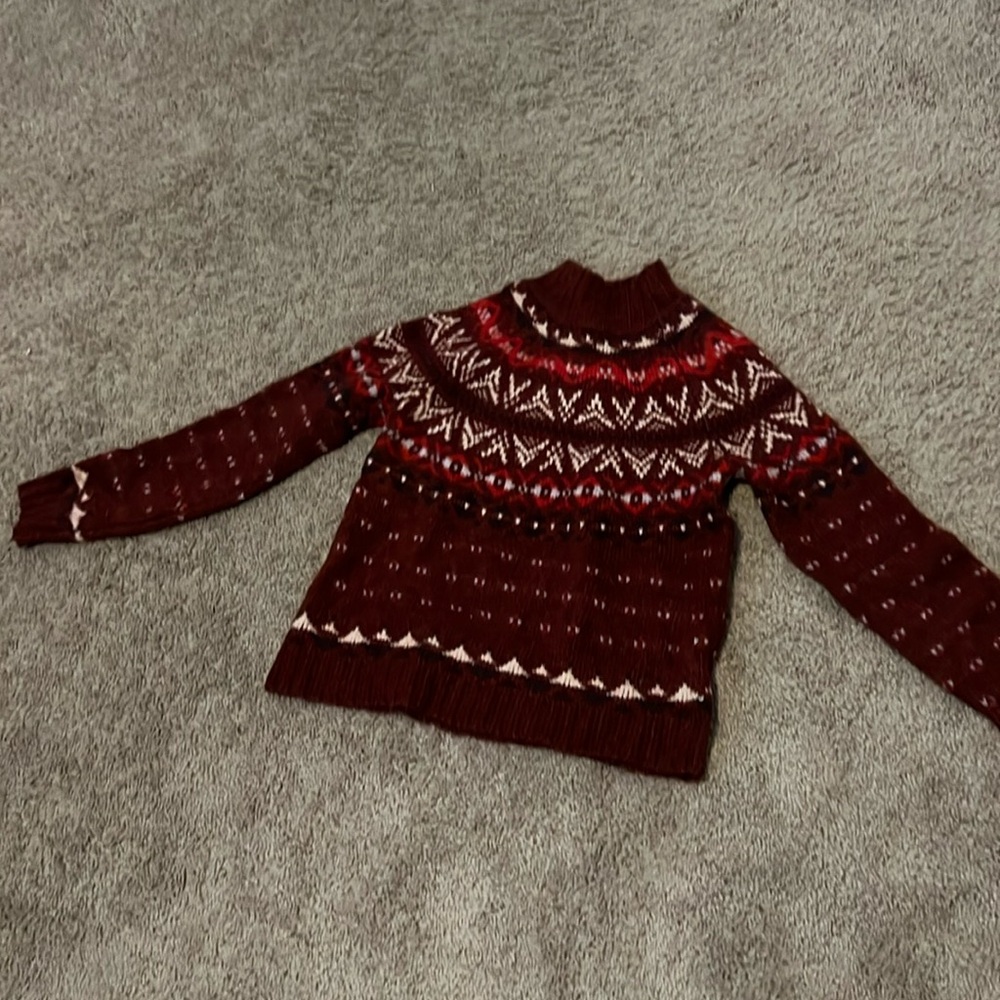Red and White Fair Isle Sweater